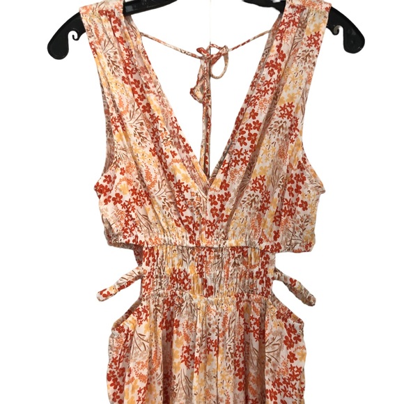 J for Justify Pants - J for Justify Floral Orange Tones Wide Leg Romper SZ S